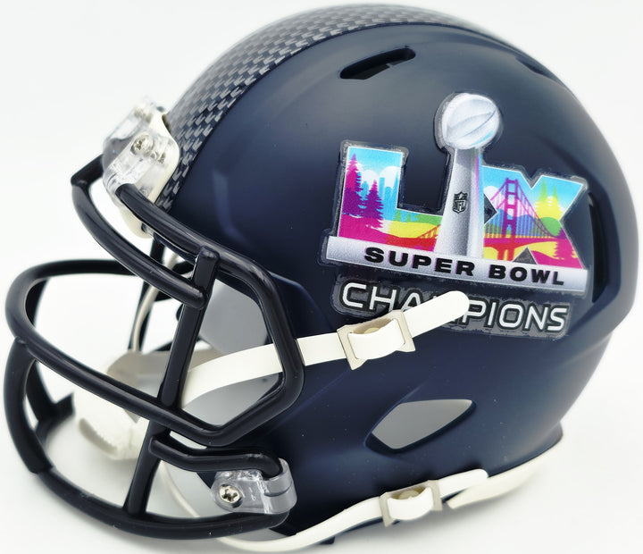 Jarran Reed Signed Seahawks Blue SB LX Champions Logo Speed Mini Helmet MCS Holo