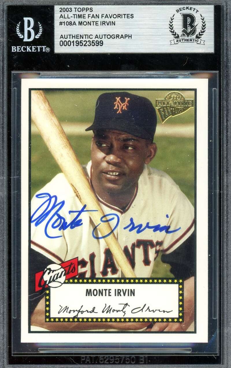 Monte Irvin Beckett BAS Signed 2003 Topps All Time Fan Fav 1952 Autograph