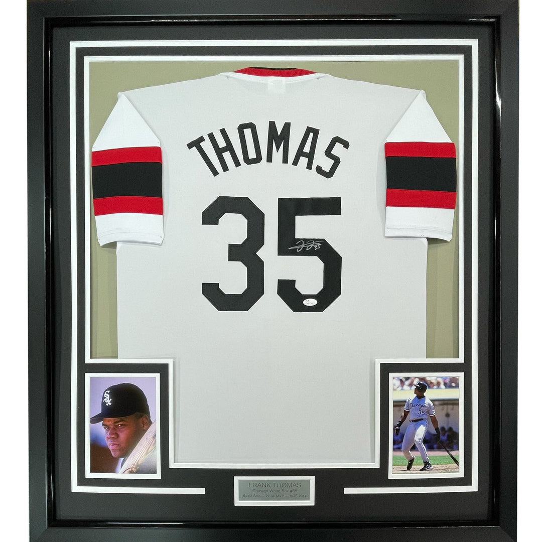 FRAMED Signed FRANK THOMAS 35x39 Chicago Retro Jersey JSA COA Auto