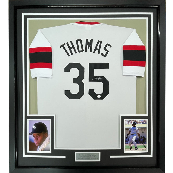 FRAMED Signed FRANK THOMAS 35x39 Chicago Retro Jersey JSA COA Auto