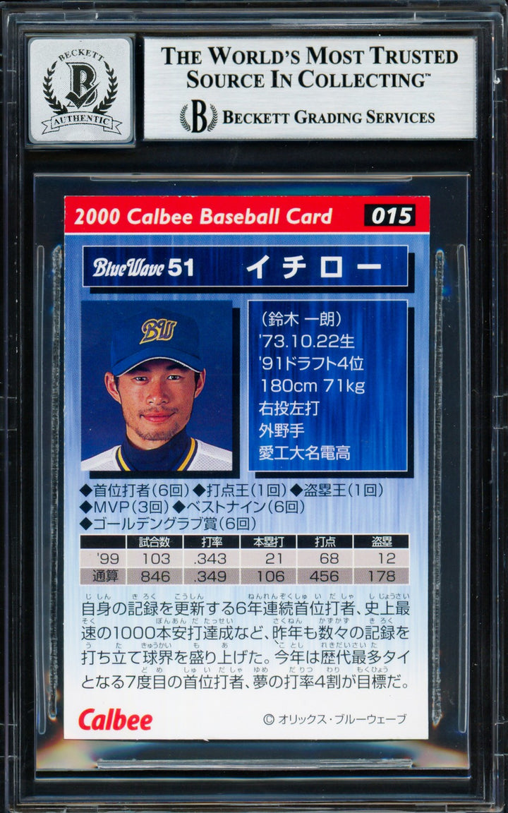 Ichiro Suzuki Auto 2000 Calbee Card 15 Orix Blue Wave Sig 10 Beckett 18282899