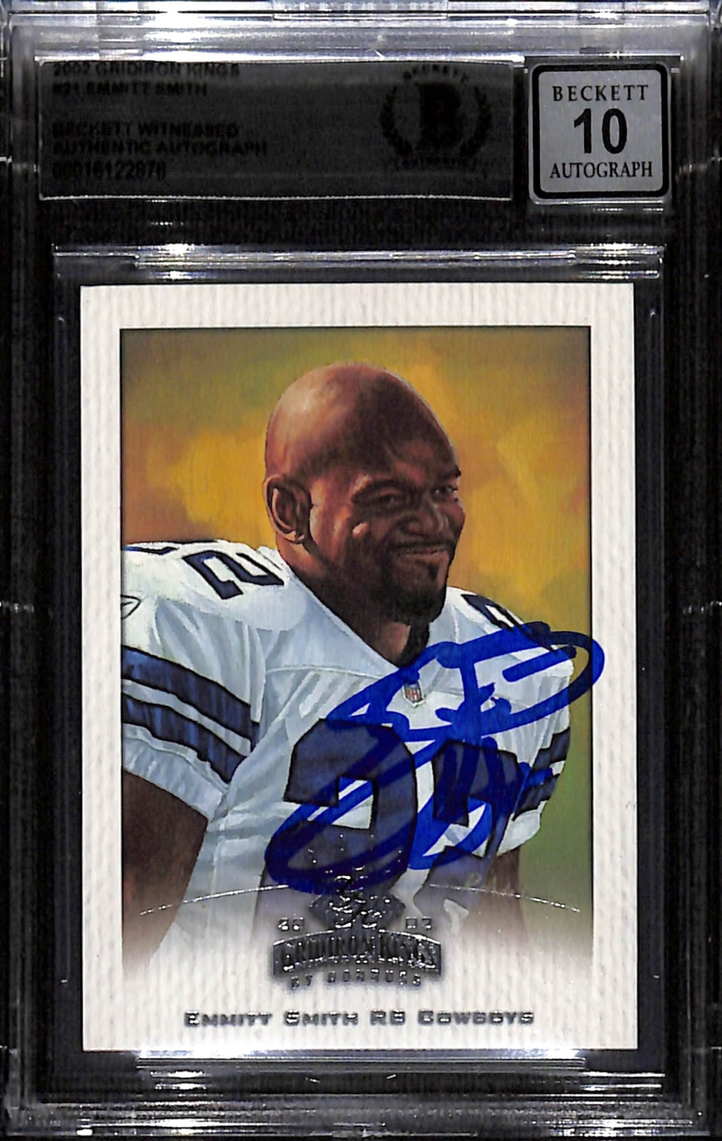 Emmitt Smith Signed 2002 Gridiron Kings #21 Trading Card Grade 10 Beckett 43870