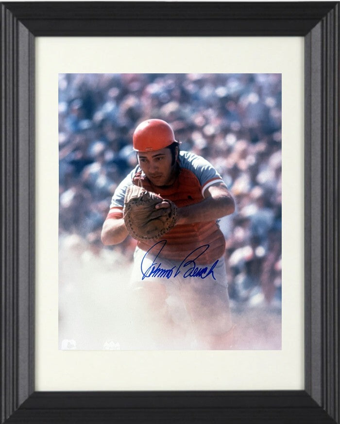 Johnny Bench signed Cincinnati Reds MLB 8x10 Photo Framed- Tuff Stuff COA (HOF)