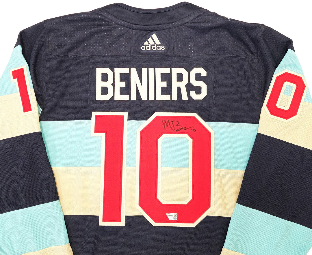 Kraken Matty Beniers Auto Blue Adidas 2024 Winter Classic Jersey Sz 54 Fanatics