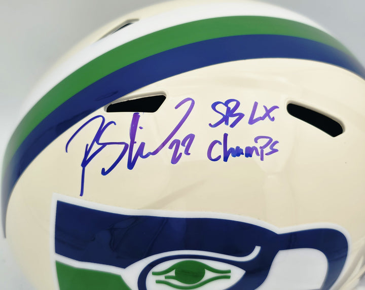 Rashid Shaheed Signed Seahawks Cream Retro Full Size Speed Replica Helmet MCS