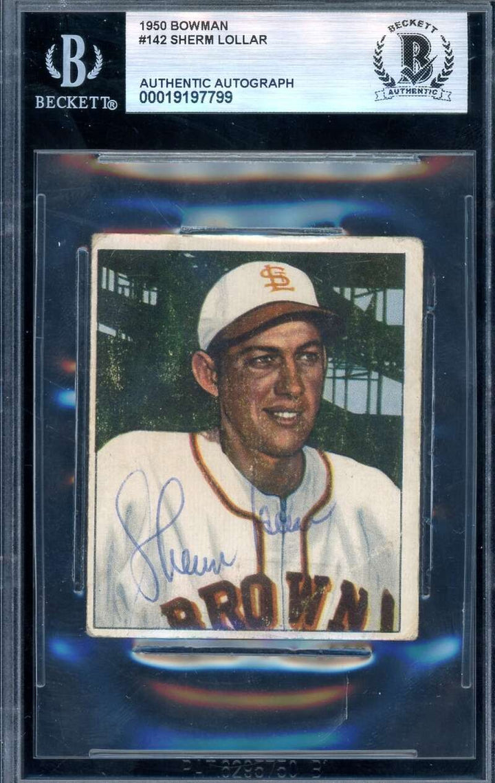 Sherm Lollar Beckett BAS Signed 1950 Bowman Autograph
