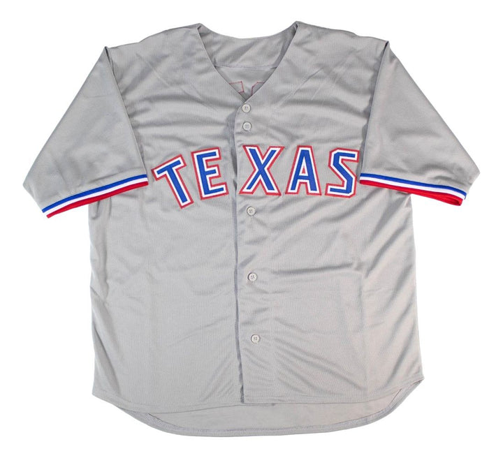 Evan Carter Texas Signed Gray Baseball Jersey 23 WS Champs BAS