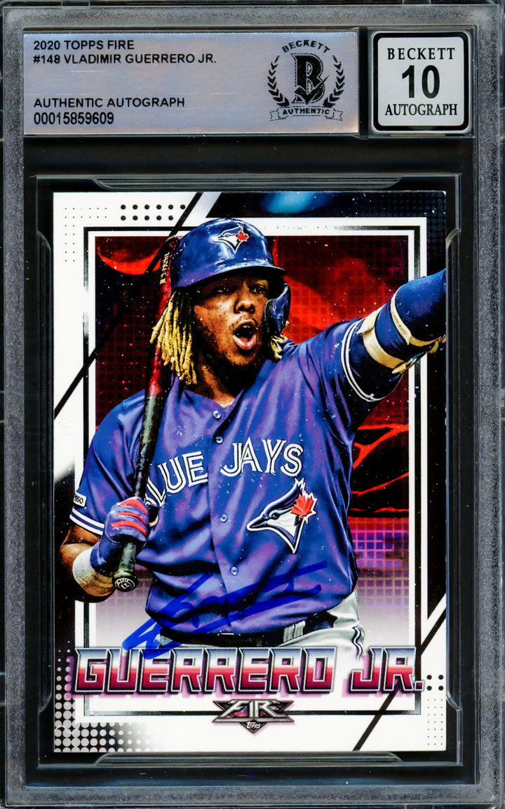 Vladimir Guerrero Jr. Autographed 2020 Topps Fire Card Gem 10 Auto Beckett