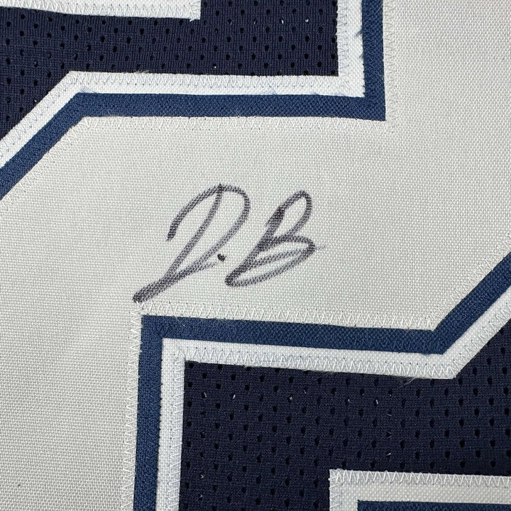Framed Autographed/Signed Daron Bland 35x39 Dallas Blue Football Jersey JSA COA
