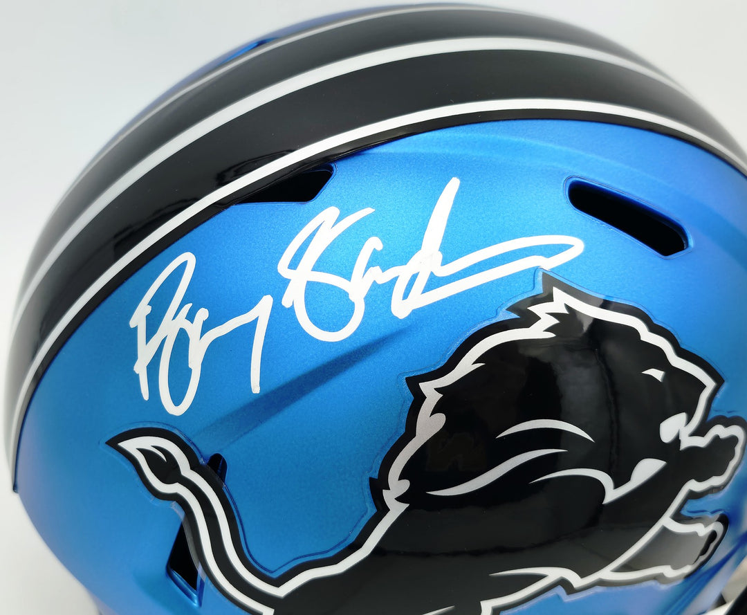 Barry Sanders Auto Lions 2024 Alt Blue Full Size Speed Replica Helmet Beckett