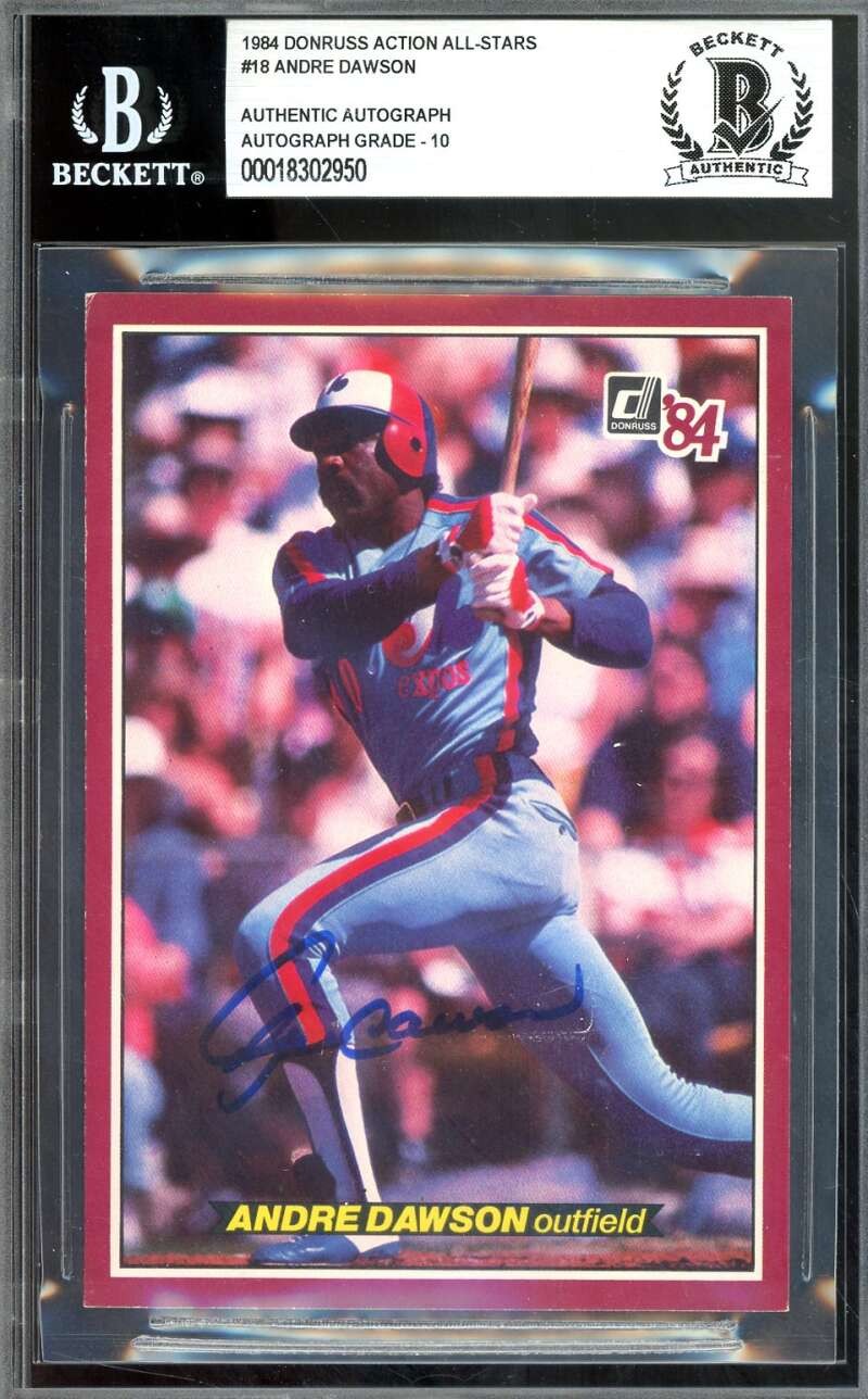 Andre Dawson Gem Mint 10 Beckett BAS Signed 1984 Donruss Action All Stars Auto