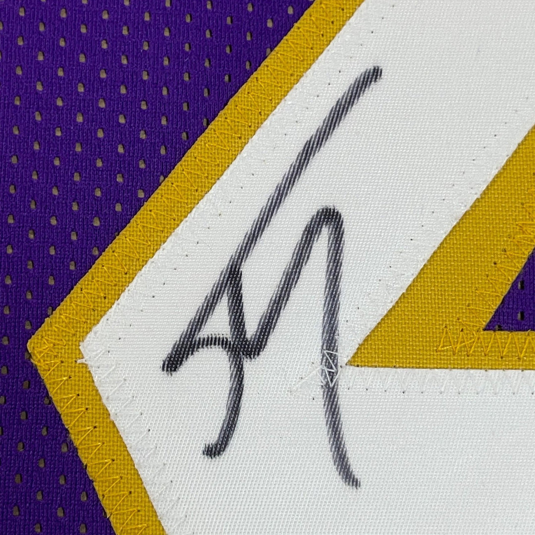 FRAMED Autographed/Signed SHAQUILLE SHAQ O'NEAL 33x42 Purple Jersey BAS COA