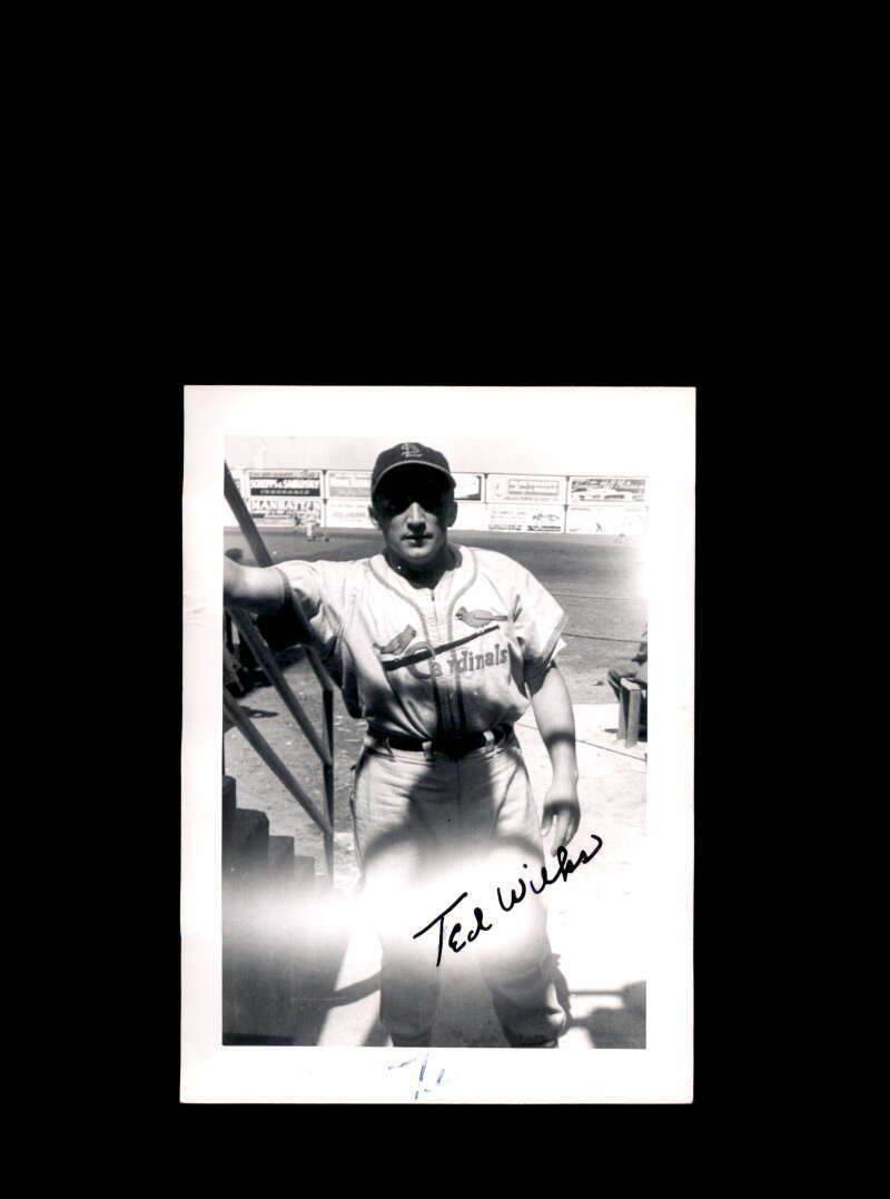 Ted Wilks JSA Coa Signed Vintage 4x5 1950`s St Louis Cardinals Original Photo