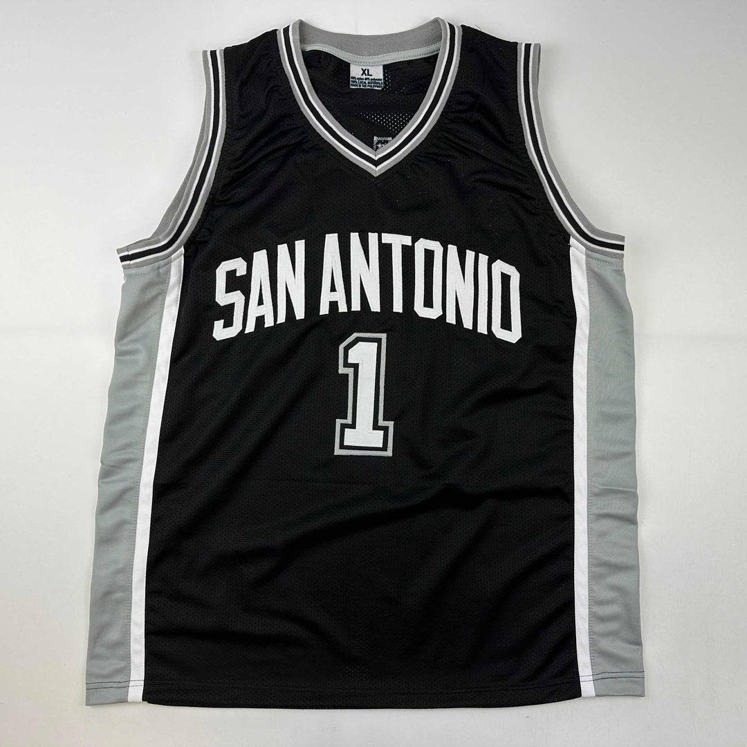 Facsimile Autographed Victor Wembanyama San Antonio Black Reprint Jersey Size XL