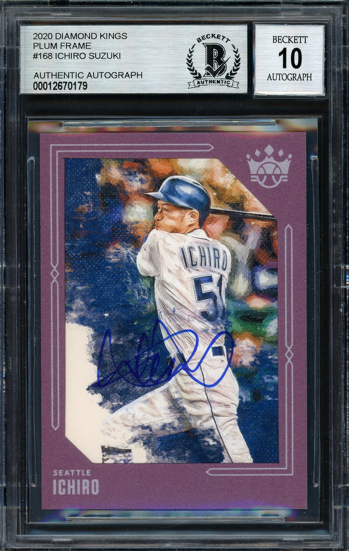 Ichiro Suzuki Auto 2020 Panini Donruss Diamond Kings Plum Frame Card 168 Sig 10