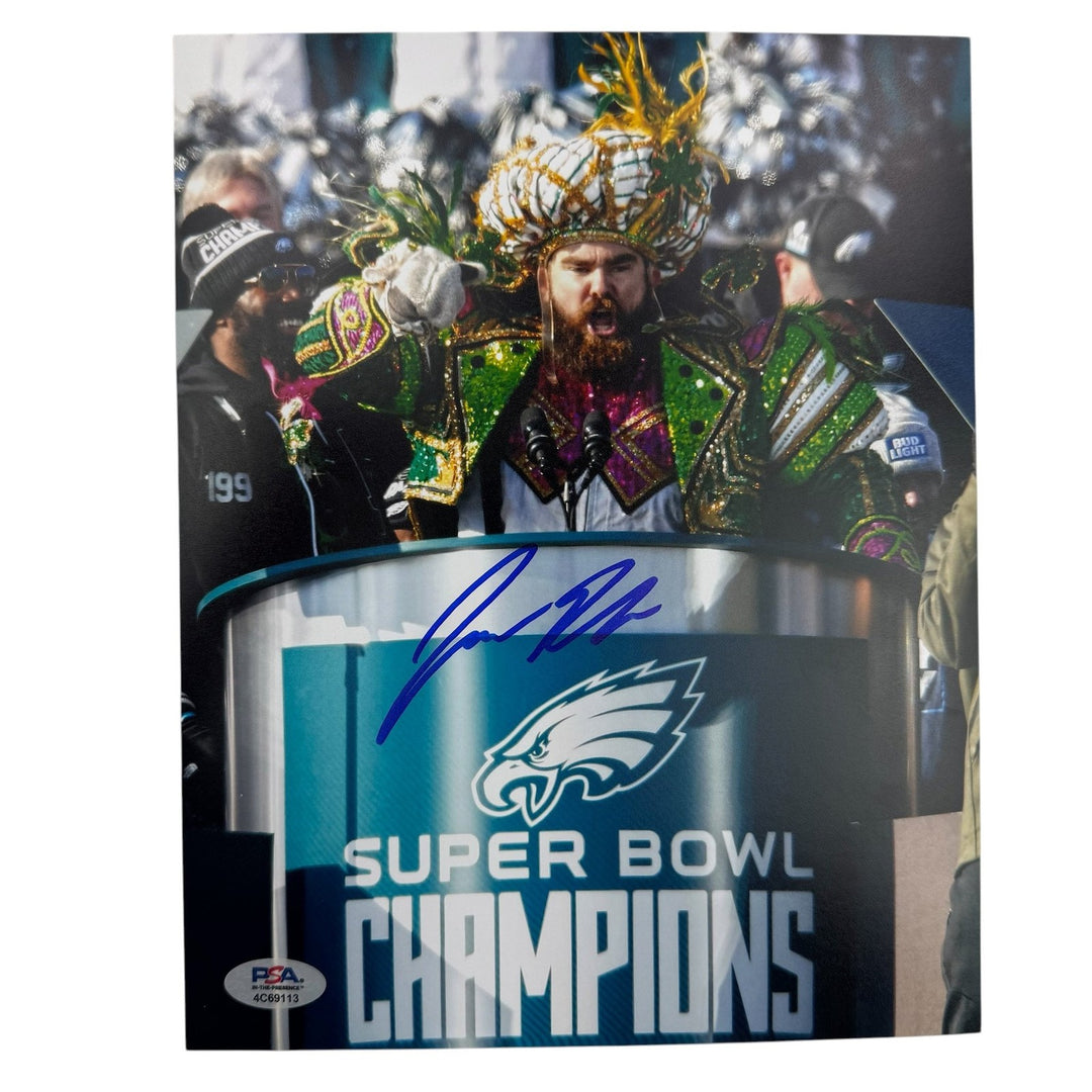Autographed/Signed Jason Kelce Super Bowl Speech Eagles 8x10 Photo PSA COA