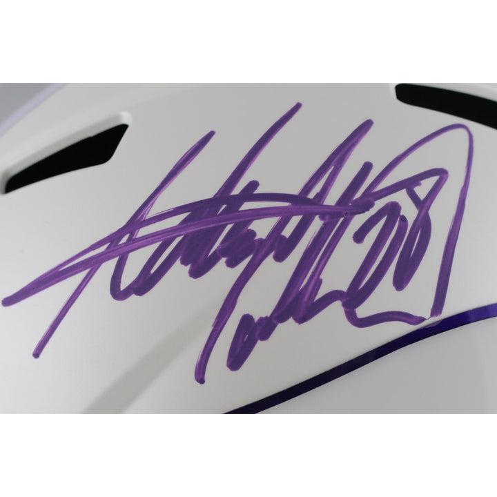 Adrian Peterson Autographed Minnesota Vikings F/S 24 Alt Helmet Beckett 49581