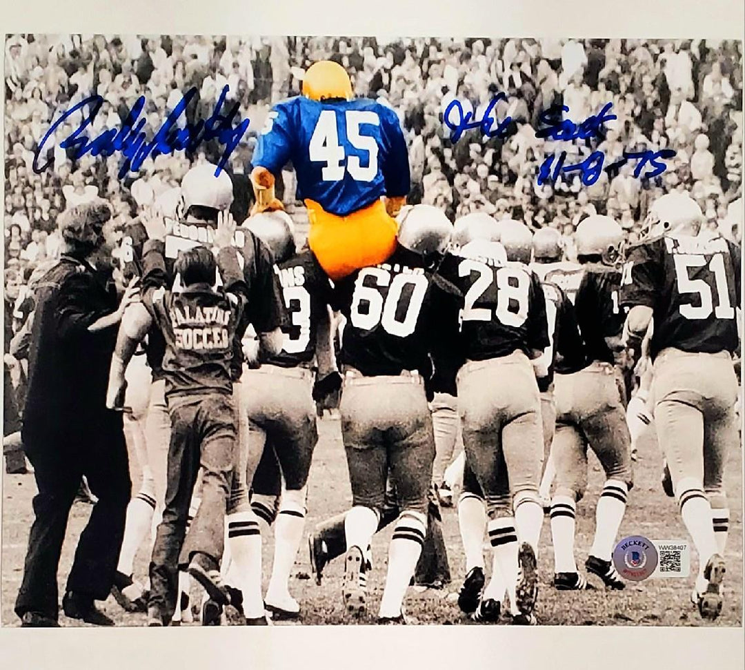 Rudy Ruettiger signed "The Sack 11-8-75" 8x10 photo ~ Beckett BAS Witness Holo