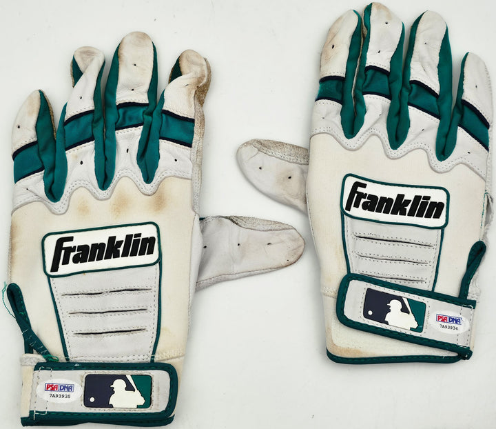 Robinson Cano Signed White & Teal Franklin Game Used Batting Gloves Mariners