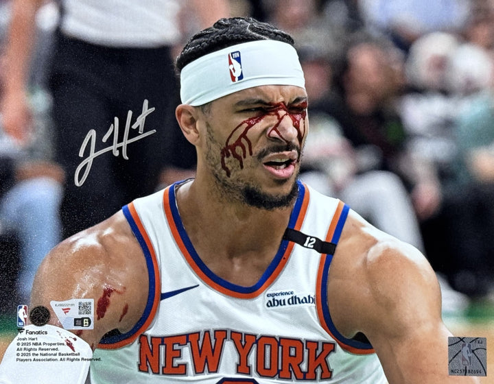Josh Hart Signed 8x10 Framed Bleeding Playoff Photo NY Knicks Auto Fanatics COA