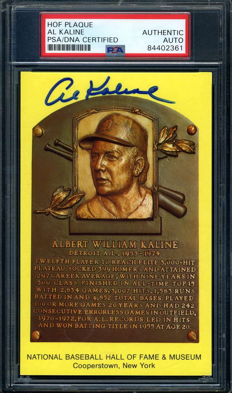 Al Kaline PSA DNA Coa Signed Gold Hall Of Fame Postcard Autograph