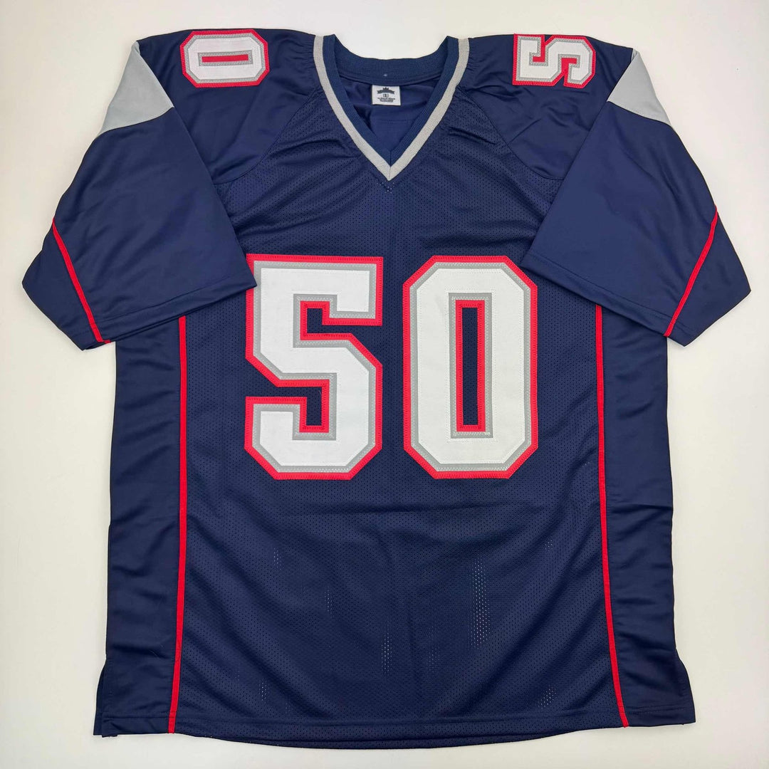 Autographed/Signed Rob Ninkovich "2x SB Champ" Blue Jersey Beckett BAS COA