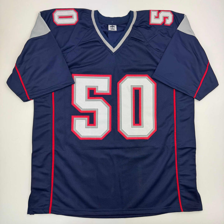 Autographed/Signed Rob Ninkovich "2x SB Champ" Blue Jersey Beckett BAS COA