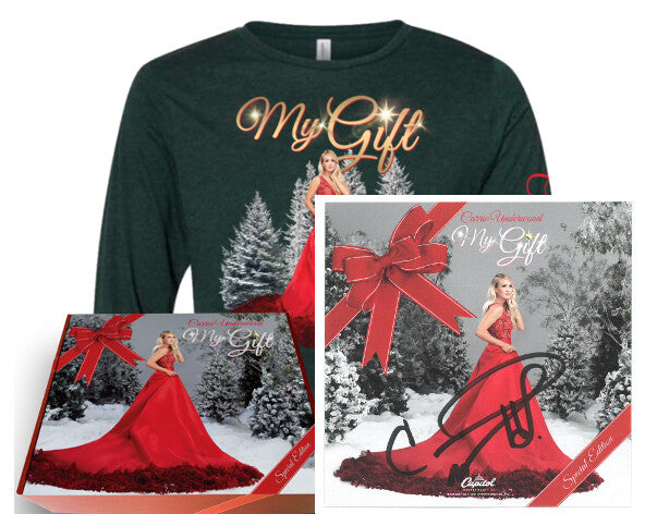Carrie Underwood signed 2021 My Gift 3x4 Art Card Boxed Set/CD/Shirt Imperfect