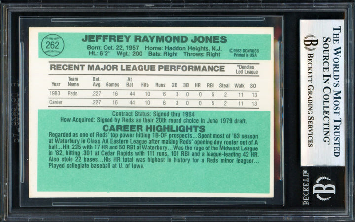 Jeff Jones Signed 1984 Donruss Card 262 Cincinnati Reds Beckett #18280450