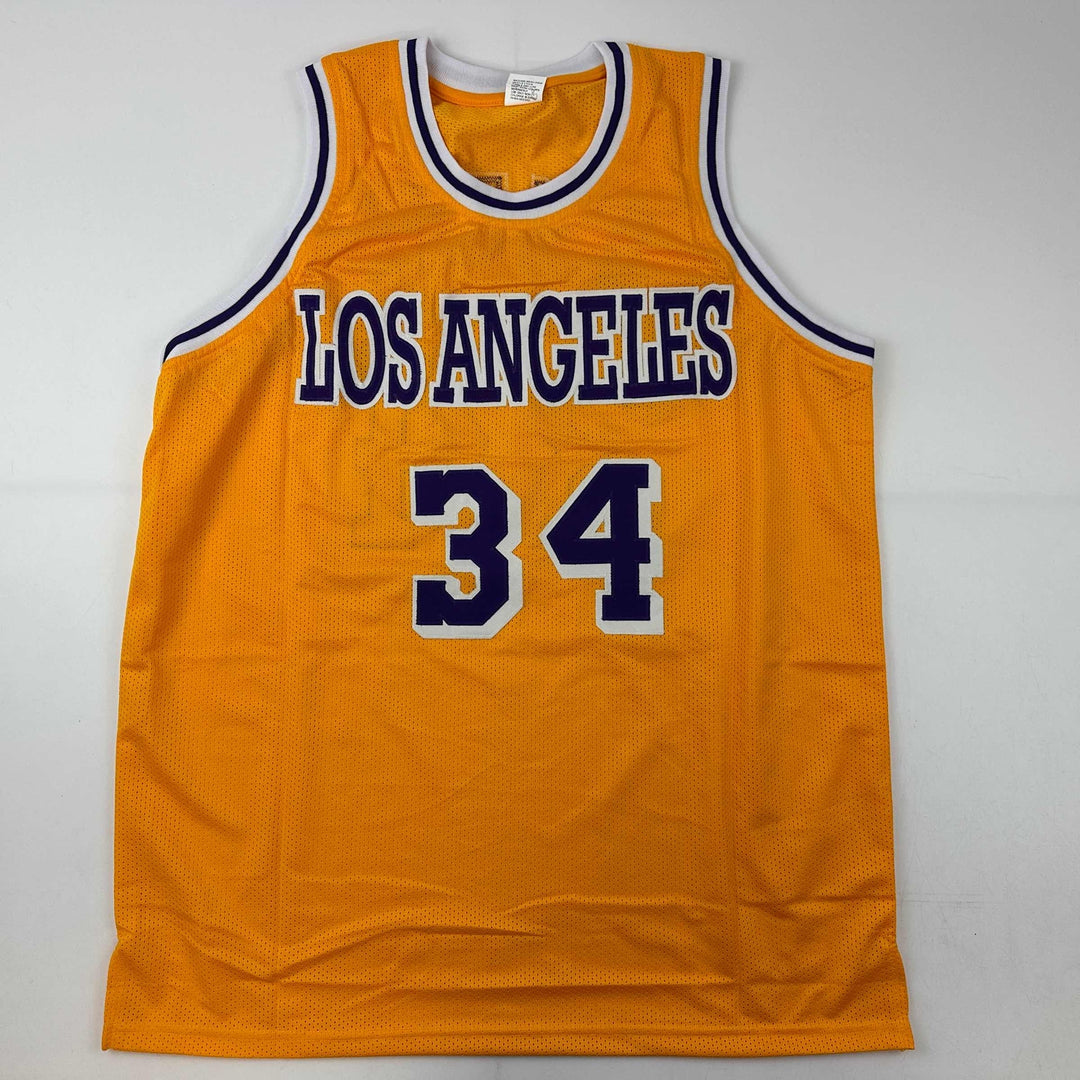 Facsimile Autographed Shaquille Shaq O'Neal Los Angeles Yellow Reprint Jersey XL