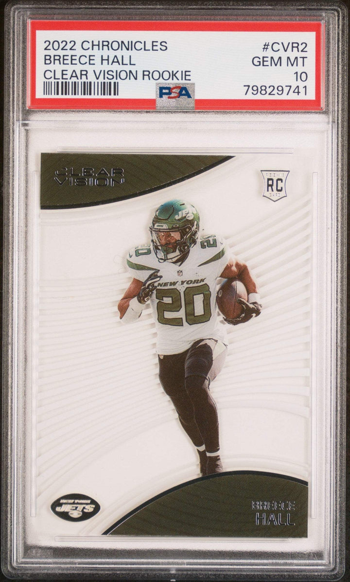 Graded 2022 Chronicles Breece Hall #CVR2 Clear Vision RC Football Card PSA 10