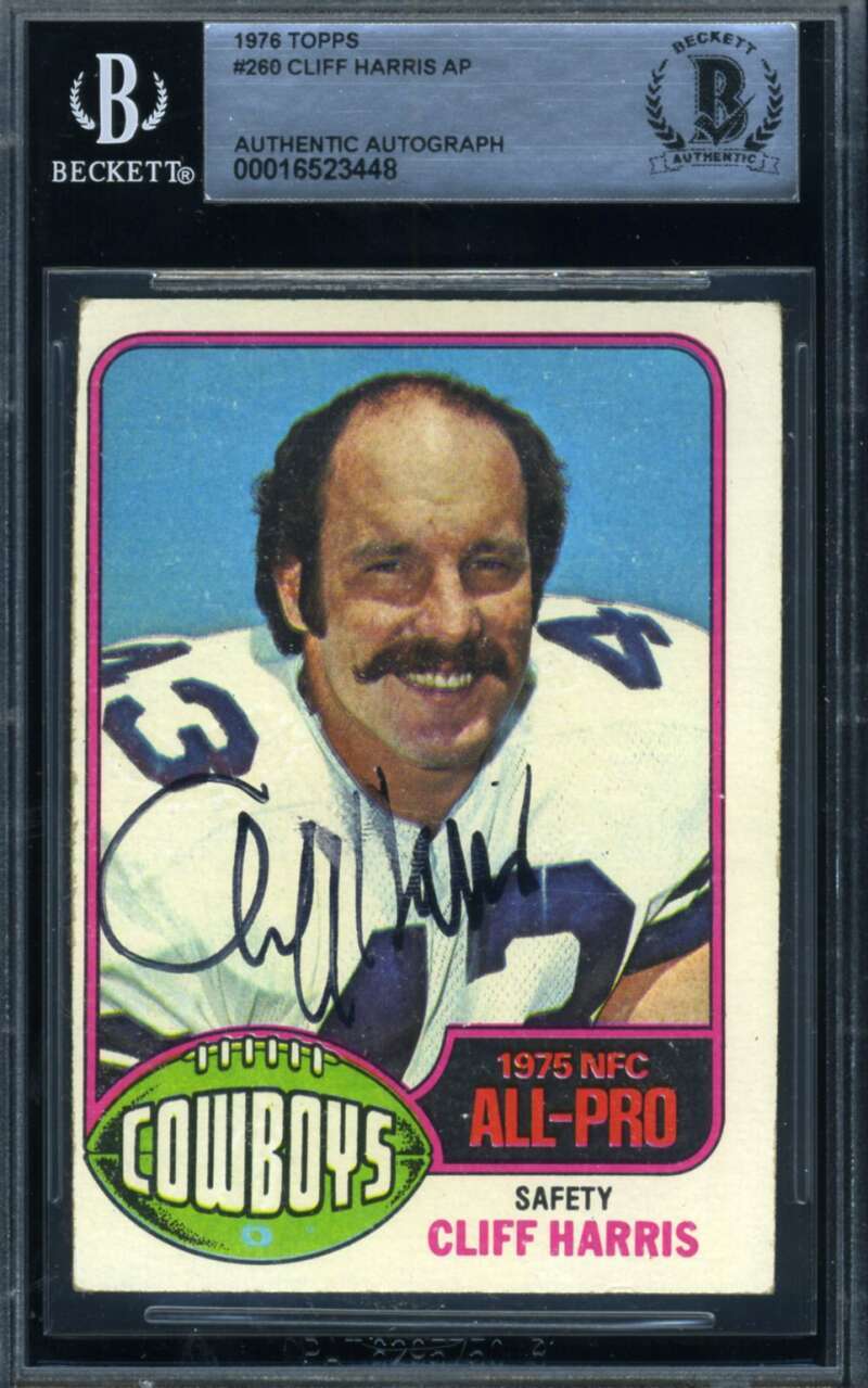 Cliff Harris Beckett BAS Signed 1976 Topps Autograph