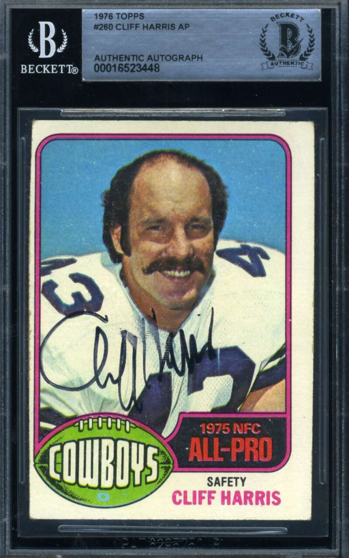 Cliff Harris Beckett BAS Signed 1976 Topps Autograph