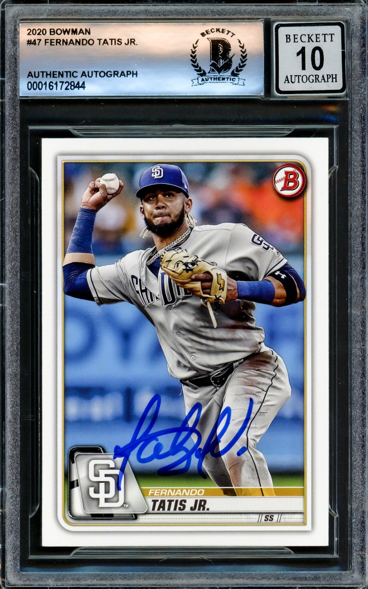 Fernando Tatis Jr. Signed 2020 Bowman Card 47 Padres Auto GM 10 Beckett
