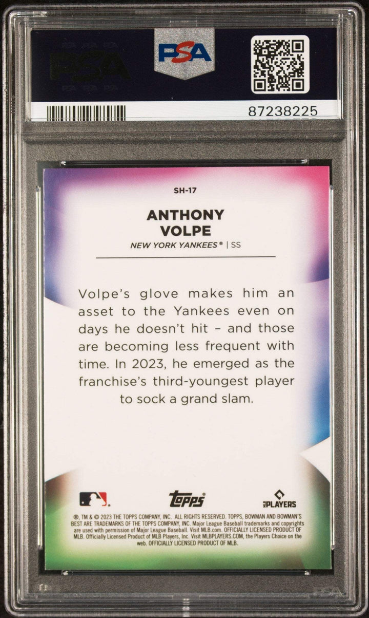 Graded 2023 Bowmans Best Anthony Volpe #SH17 Shellacked RC Baseball Card PSA 10