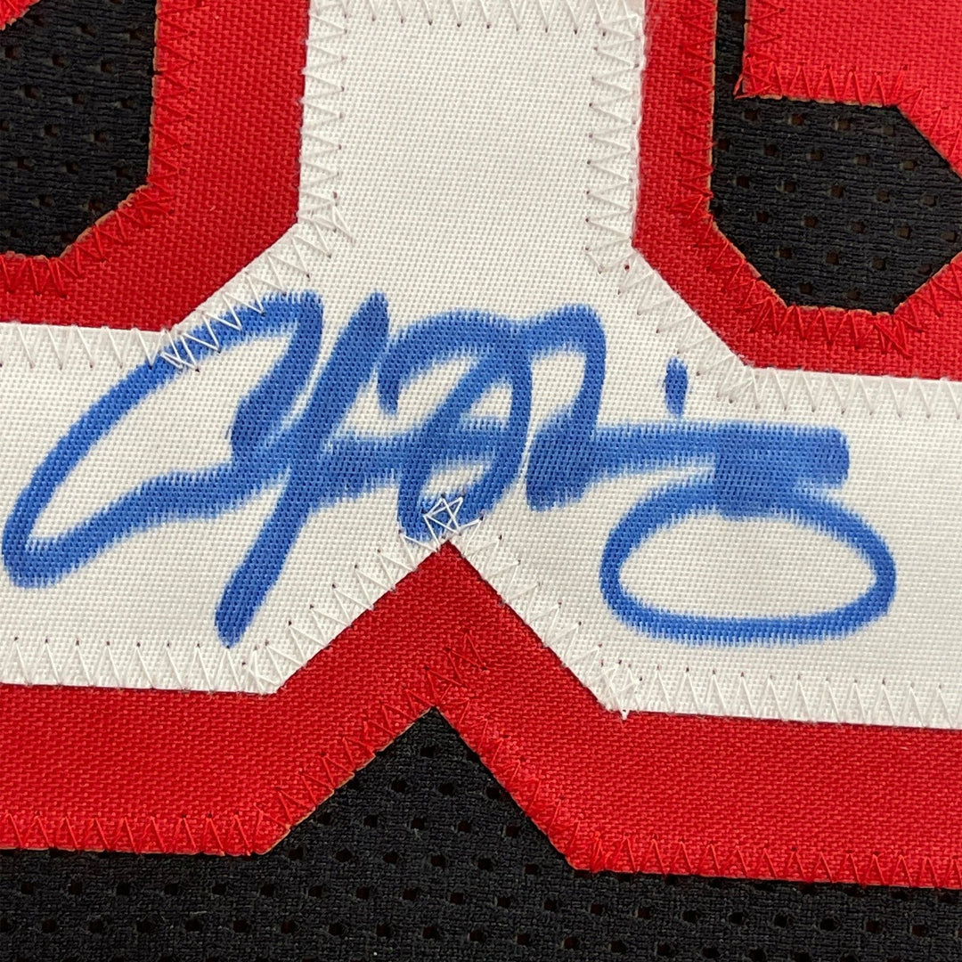 FRAMED Signed ALONZO MOURNING 35x39 Miami Black Jersey JSA COA Auto