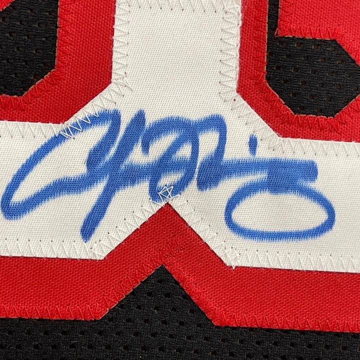 FRAMED Signed ALONZO MOURNING 35x39 Miami Black Jersey JSA COA Auto