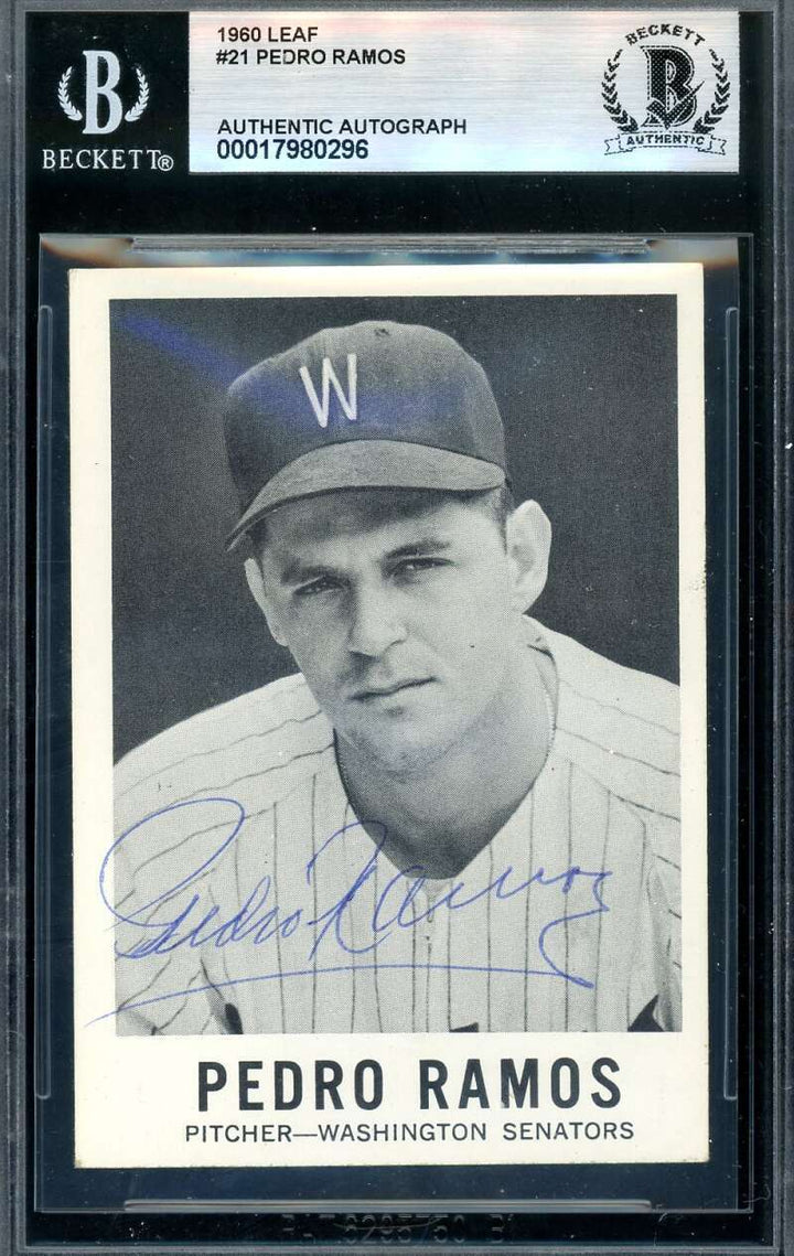 Pedro Ramos Beckett BAS Vintage Signed 1960 Leaf Autograph