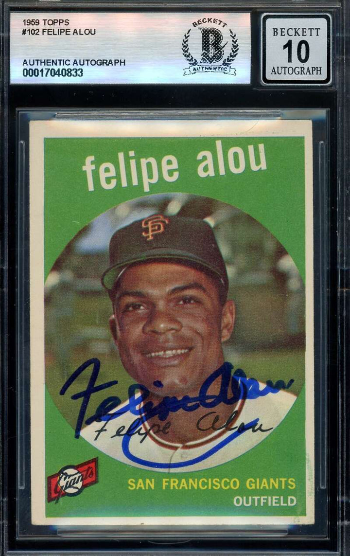 Felipe Alou Gem Mint 10 Beckett BAS Signed 1959 Topps Rookie Autograph