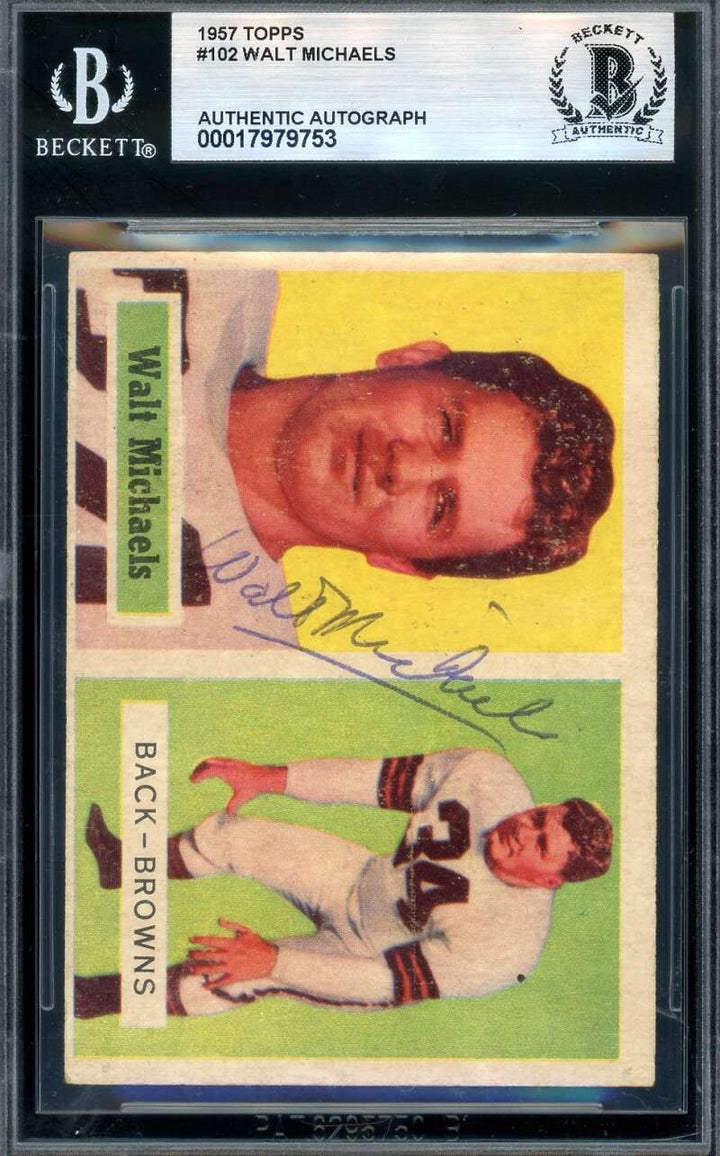 Walt Michaels Beckett BAS Vintage Signed 1957 Topps Rookie Autograph
