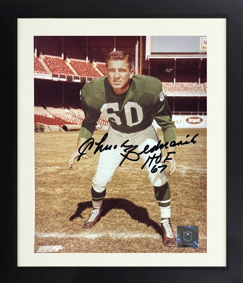Chuck Bednarik signed Philadelphia Eagles 8x10 Photo HOF Framed imperfect- COA