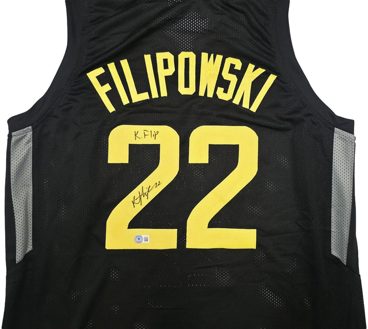 Utah Jazz Kyle Filipowski Signed Black Jersey "K Flip" Beckett Witness