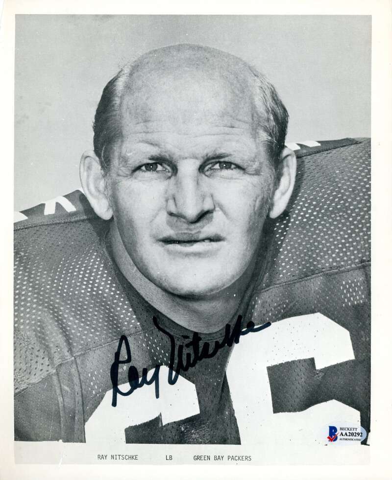 Ray Nitschke Beckett BAS Autograph Vintage 8x10 Photo Signed Packers