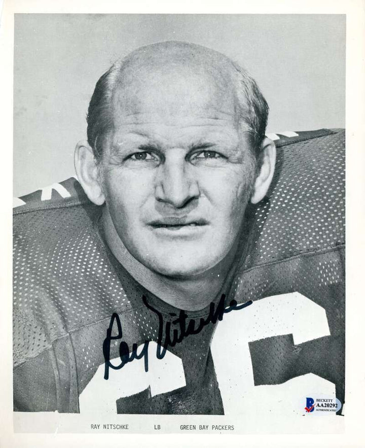 Ray Nitschke Beckett BAS Autograph Vintage 8x10 Photo Signed Packers