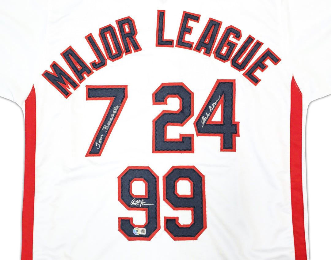 Major League Charlie Sheen Corbin Bernsen & Tom Berenger Auto White Jersey BAS