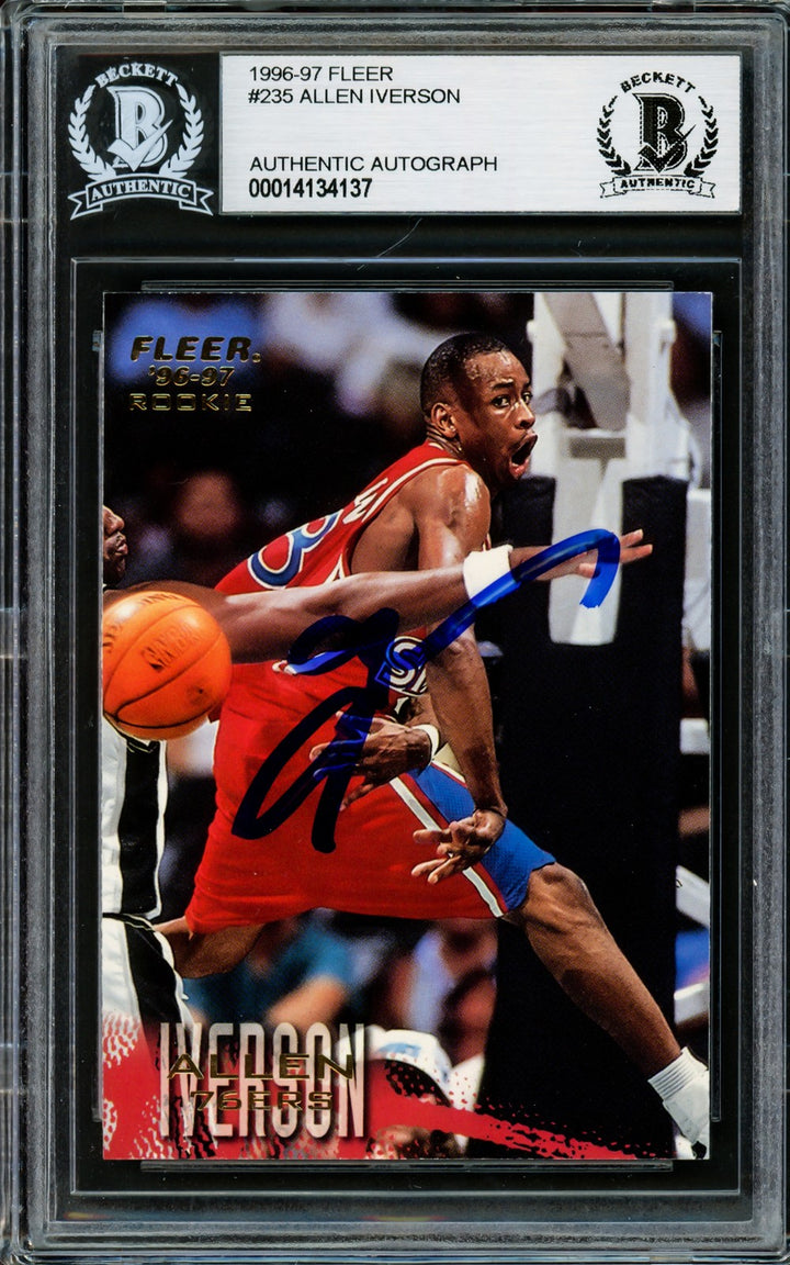 Allen Iverson Autographed Signed 1996-97 Fleer RC 235 Philadelphia 76ers Beckett
