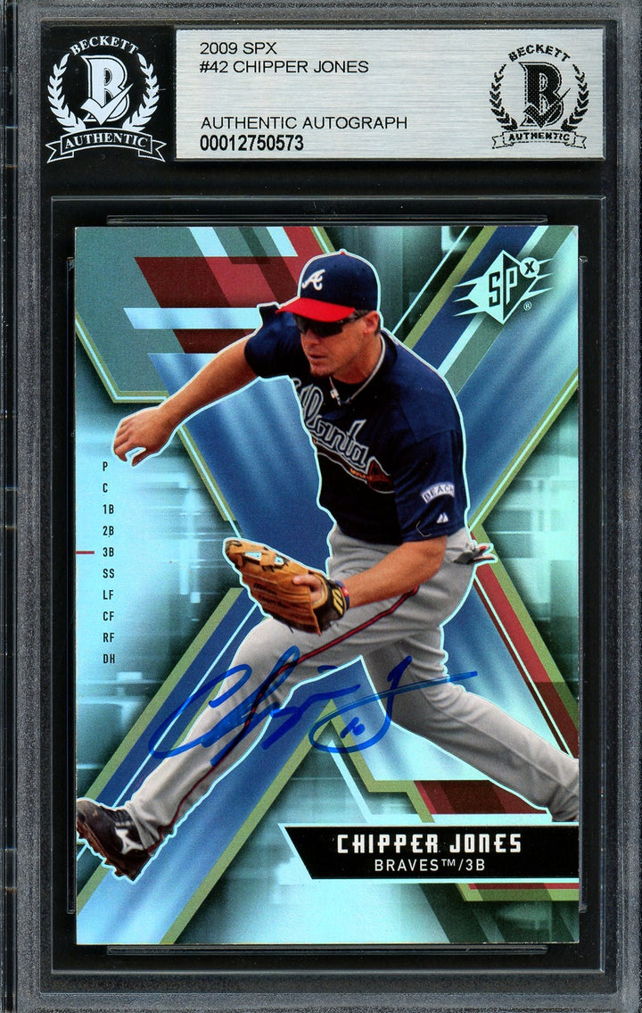 Chipper Jones Signed 2009 Upper Deck SPX Card 42 Braves Beckett #12750573