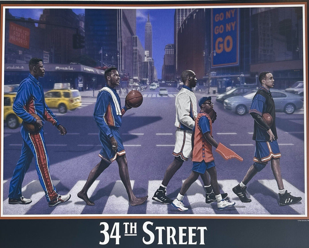 New York Knicks 34th St MSG 16x20 Framed Litho Photo Patrick Ewing John Starks