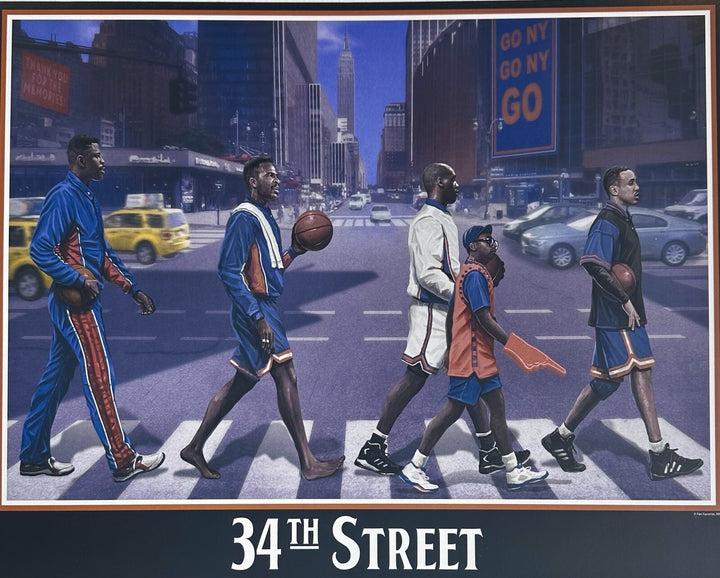 New York Knicks 34th St MSG 16x20 Framed Litho Photo Patrick Ewing John Starks