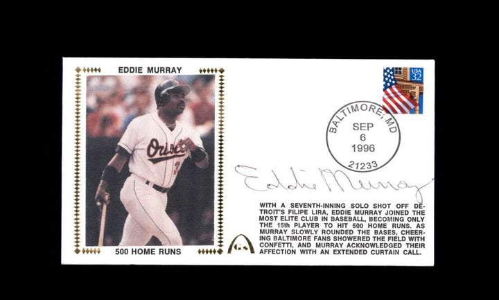 Eddie Murray PSA DNA Signed 1996 First Day Cover Cache FDC 500 Home Runs Autogra